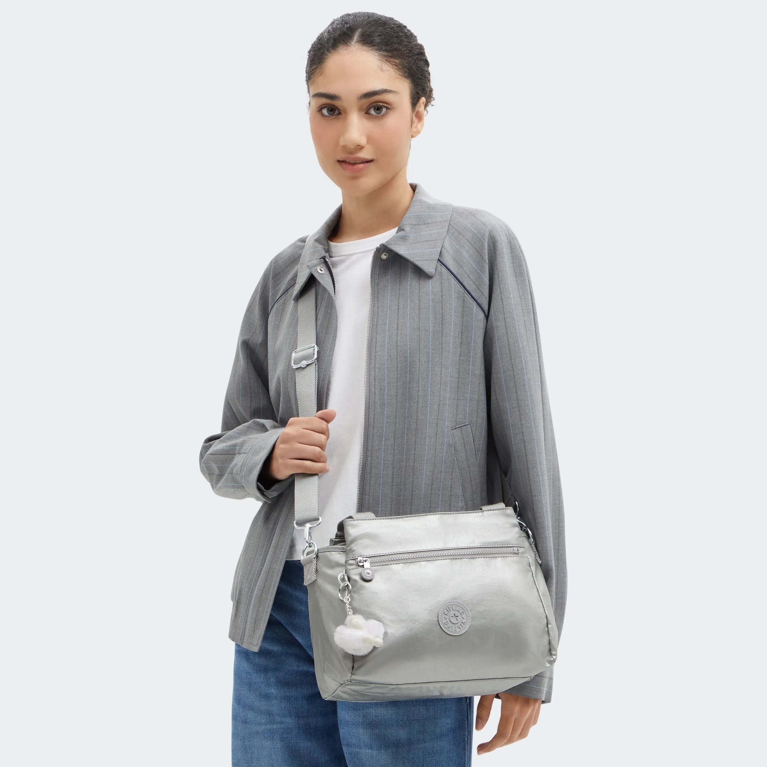 Kipling レディース Elysia クロスボディ 軽量 マルチコンパートメント マグネットスナップポケット ショルダーバッグ, ブラックノワール, 11.5\