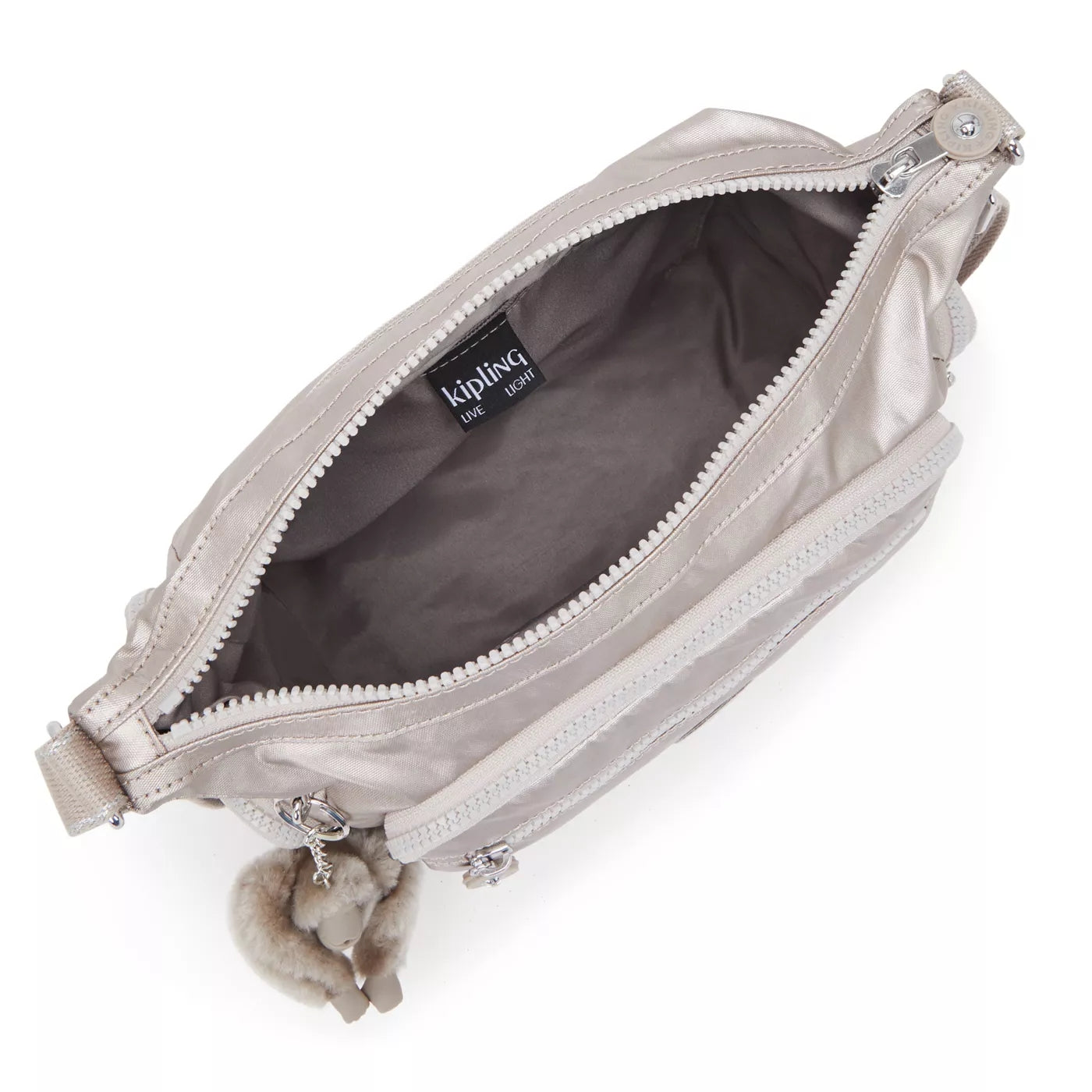 NWT Kipling HB6556 Wes Crossbody Shoulder Bag Purse Nylon Metallic Pewter Croc e NWT Kipling HB6556 Wes Crossbody Shoulder Bag Purse Nylon Metallic Pewter Croc e