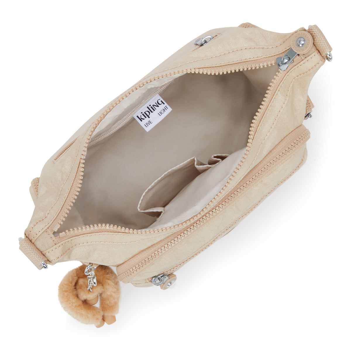 Gabbie Small Shimmer Crossbody Bag Sparkled Beige - 3