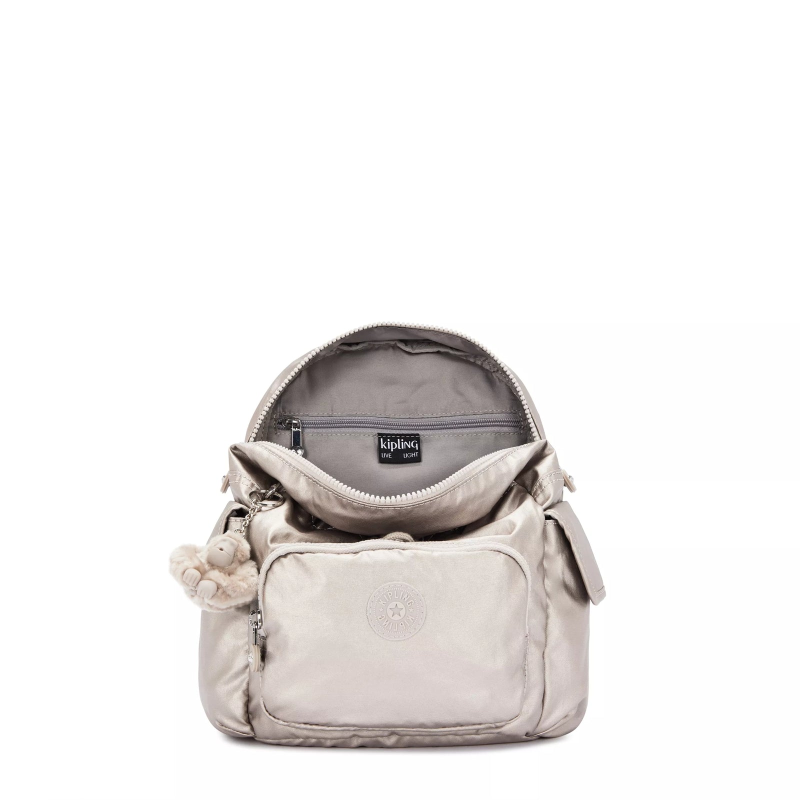 city mini backpack open story Kipling City Pack Mini Metallic Backpack Metallic Glow