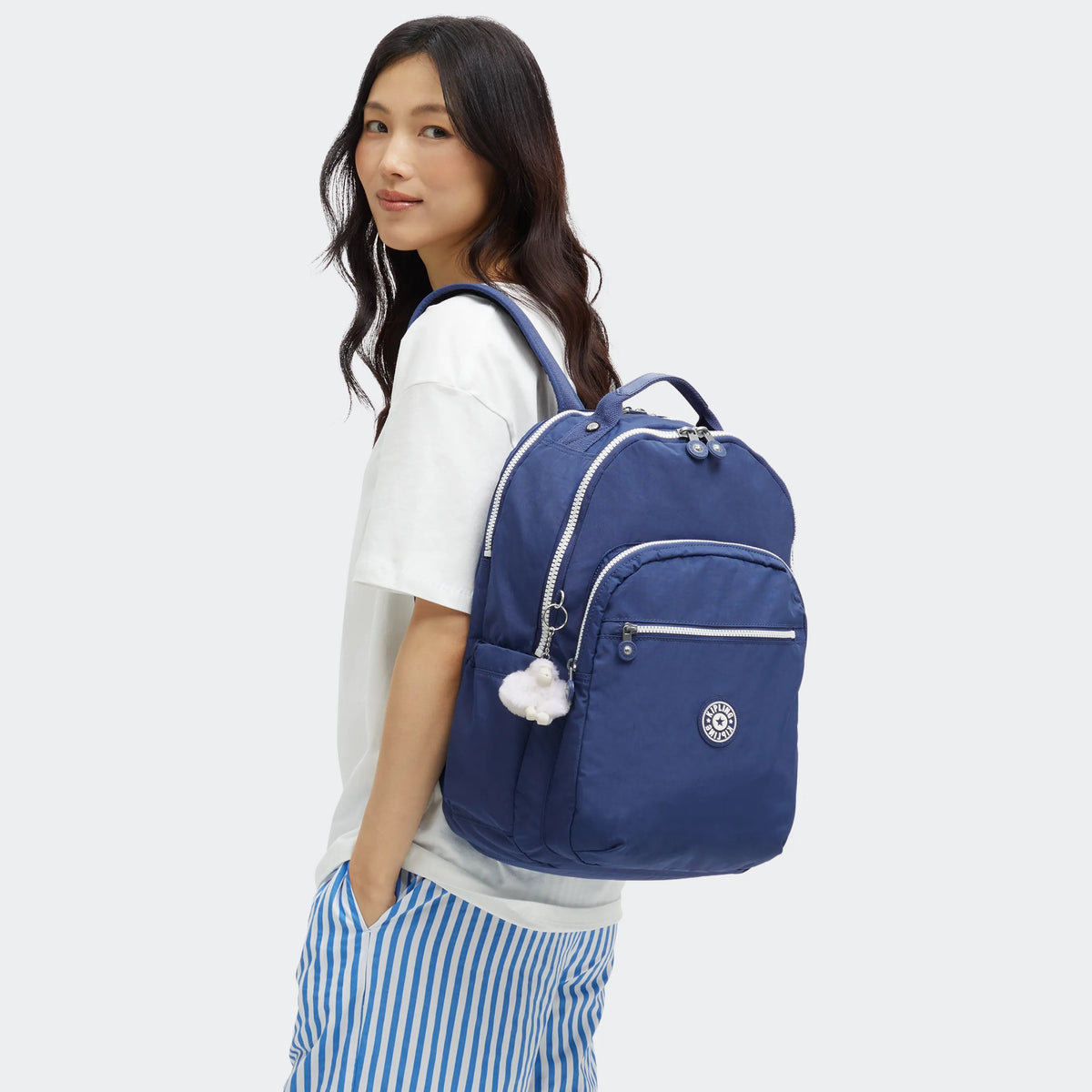 Authentic Kipling Blue Backpack Kipling Seoul Large Nylon 15 Laptop Backpack Azure Sky Blue  main image 3