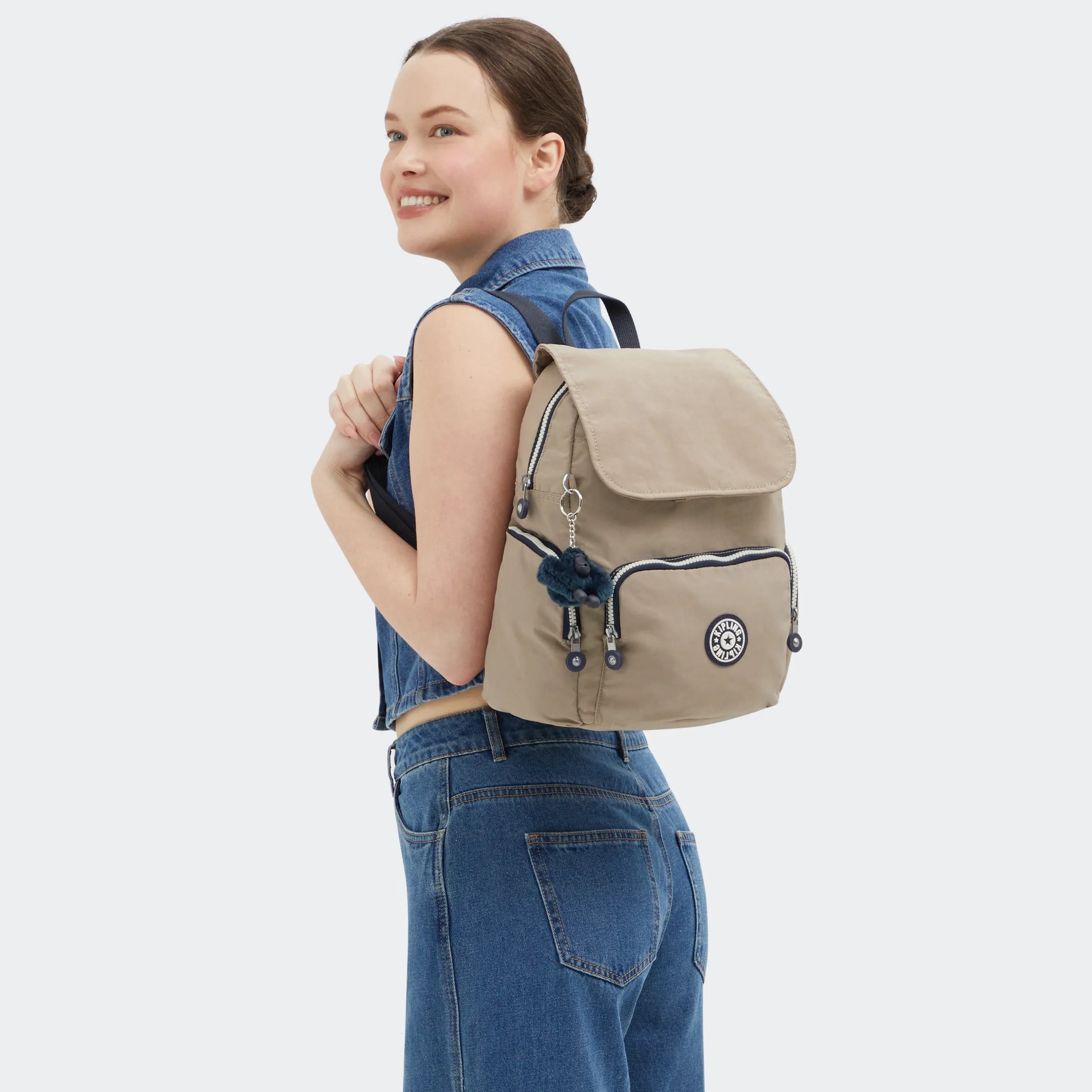 City Zip Small Backpack - Soft Taupe