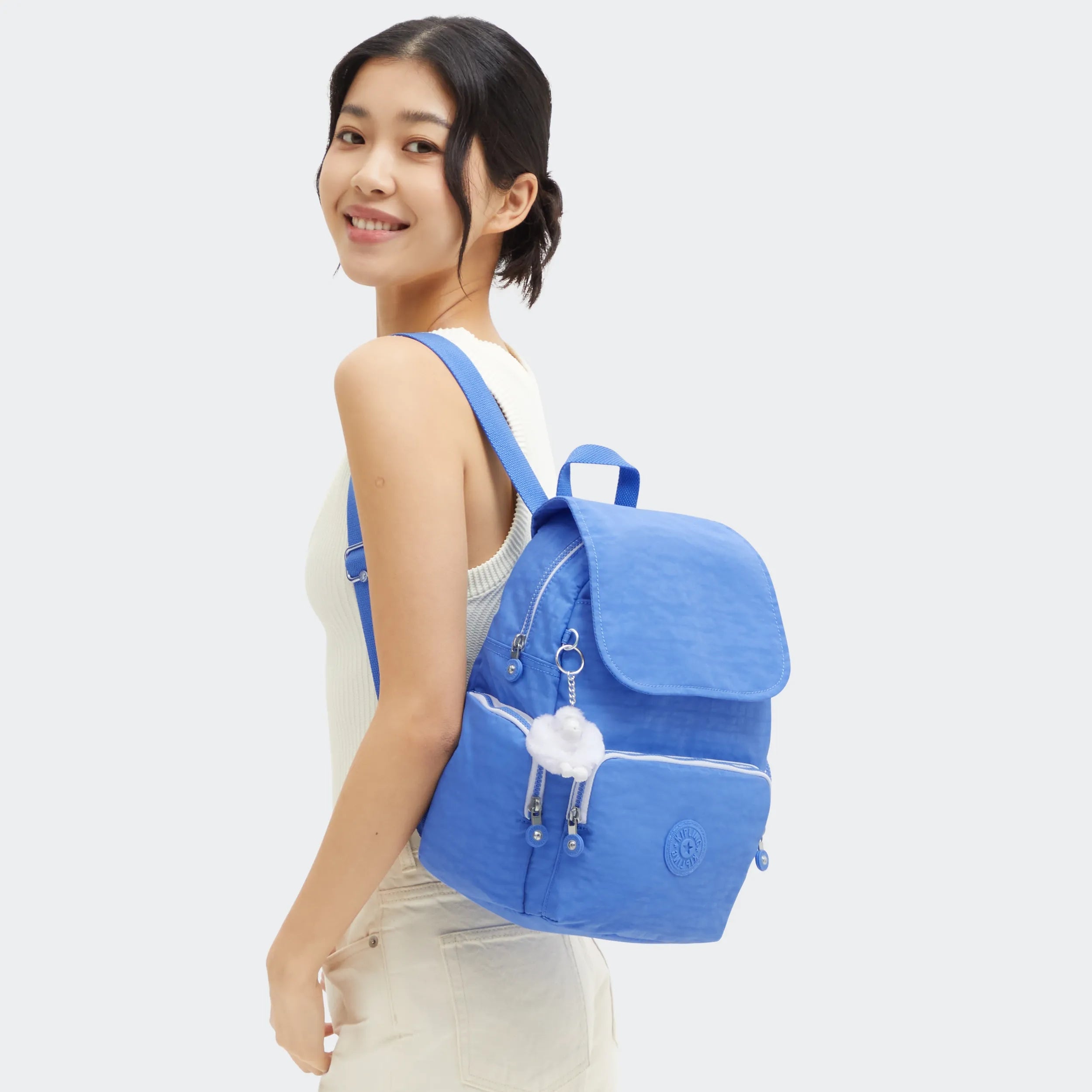 【新品】kipling　リュック　ボーダー　タグ付き　虹柄 キプリング Kipling 日本限定 CITY PACK MINI バックパック
