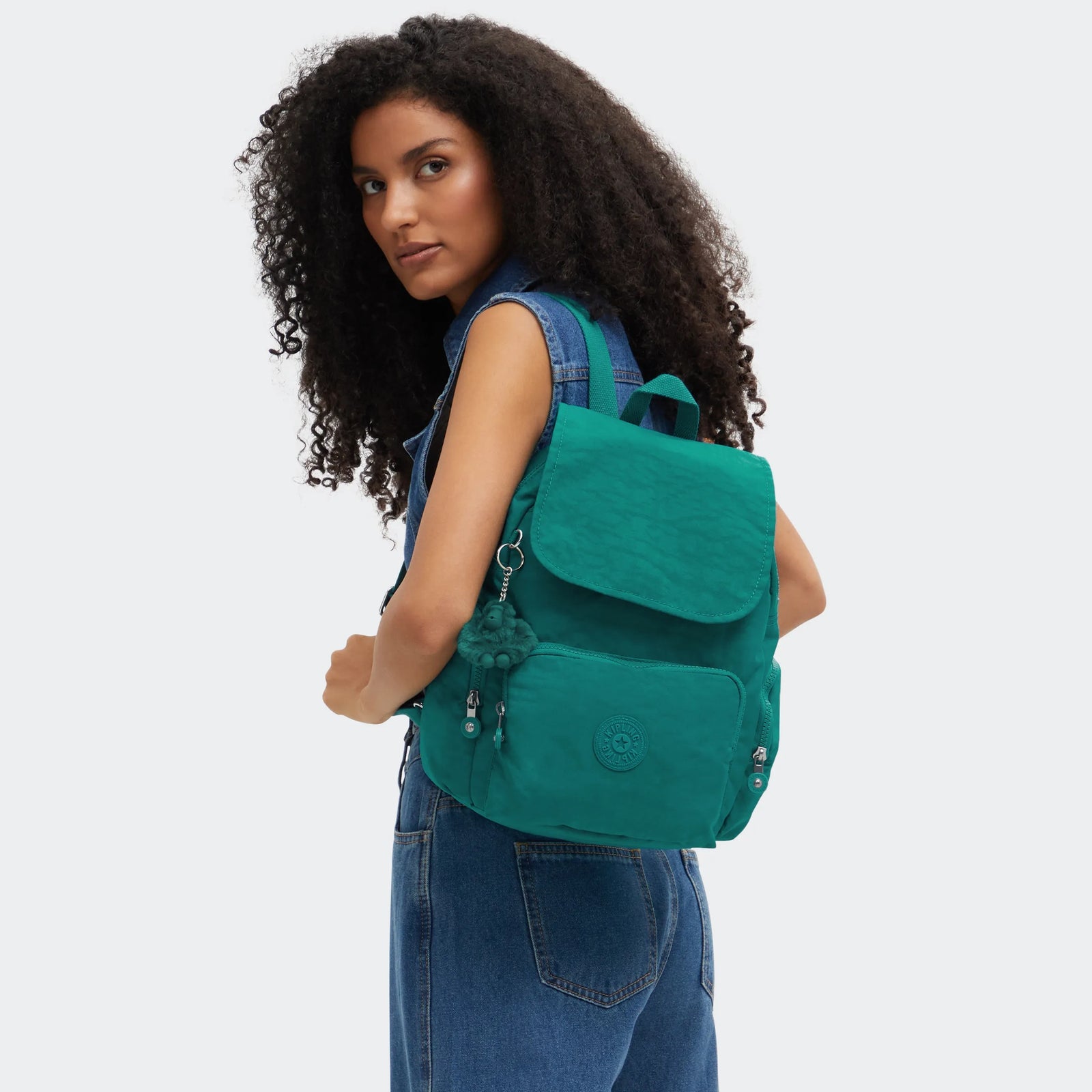 girls kipling backpack mini paradise green City Zip Small Backpack