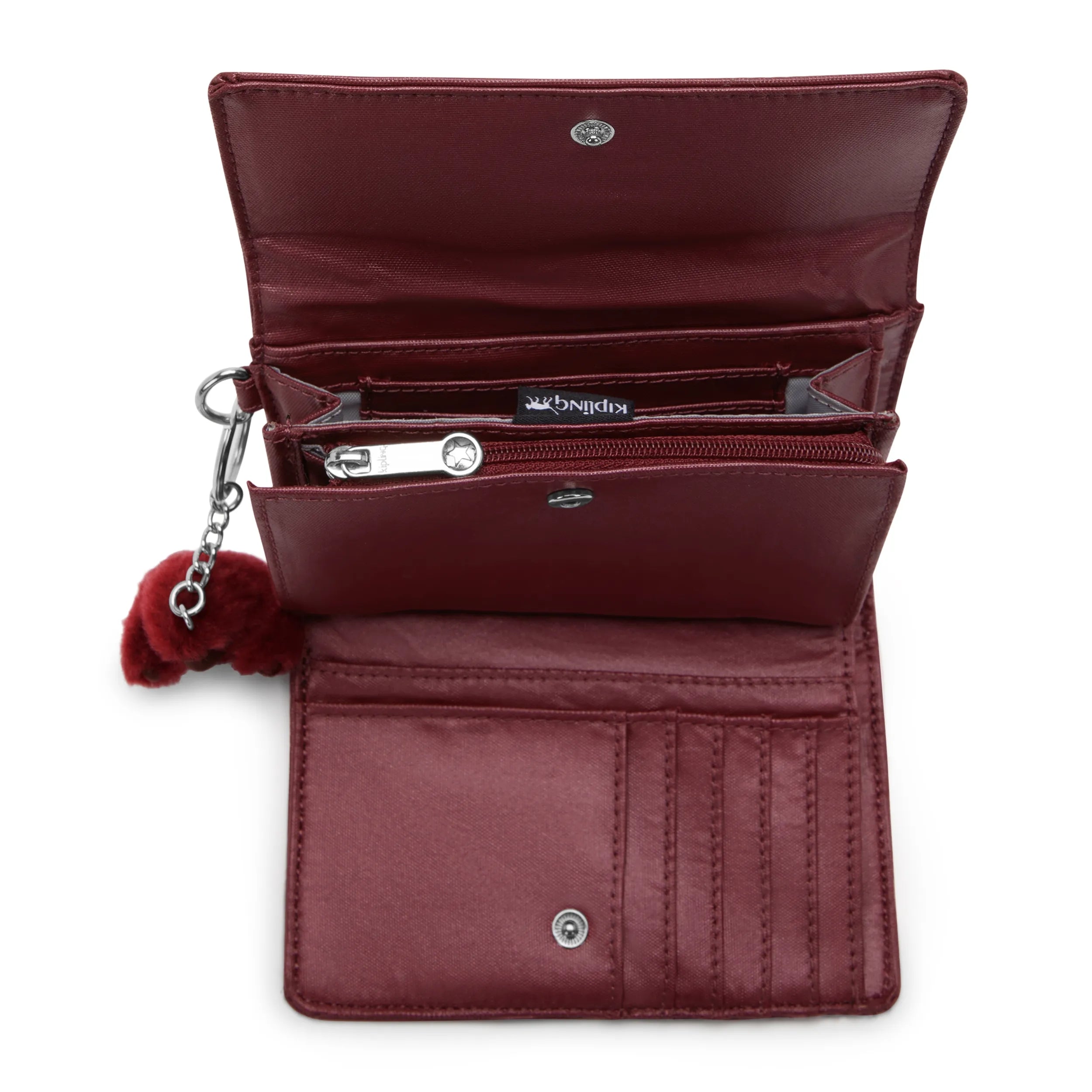 Pixi Medium Metallic Organizer Wallet Deep Berry Metallic