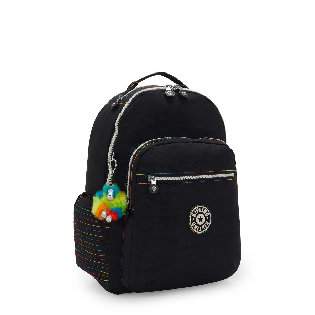 Kipling Black Nylon Seoul Backpack Travel School Laptop Crinkle Multi Pocket Bag Seoul Large 15 main image 3