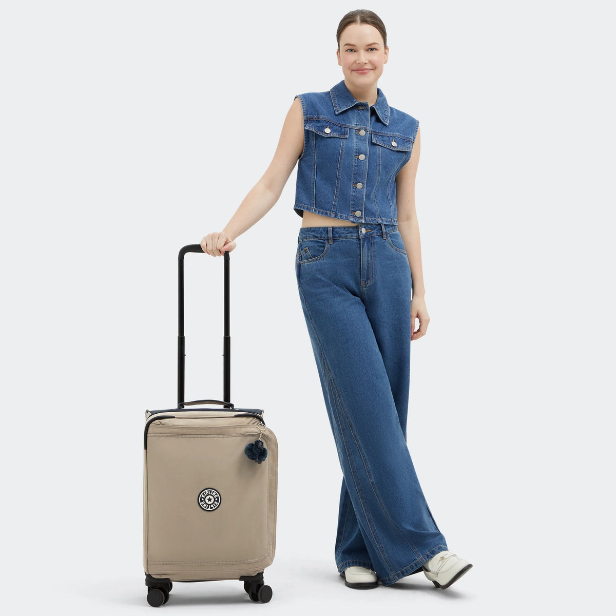 Spontaneous Small Rolling Luggage Soft Taupe - 2