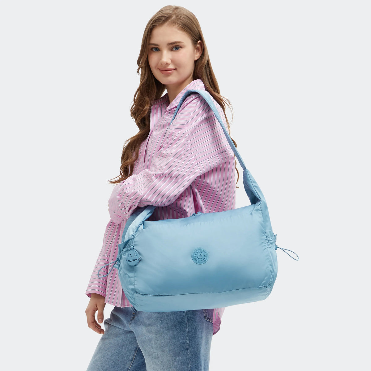 Gwyn Smooth Satin Shoulder Bag Sounds Blue - 2