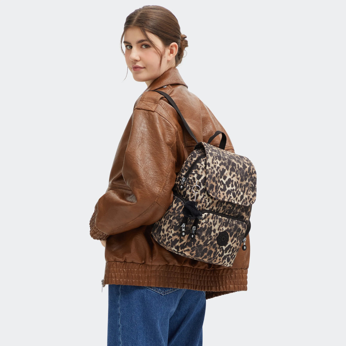 City Zip Small Printed Backpack Wild Leopard - 2