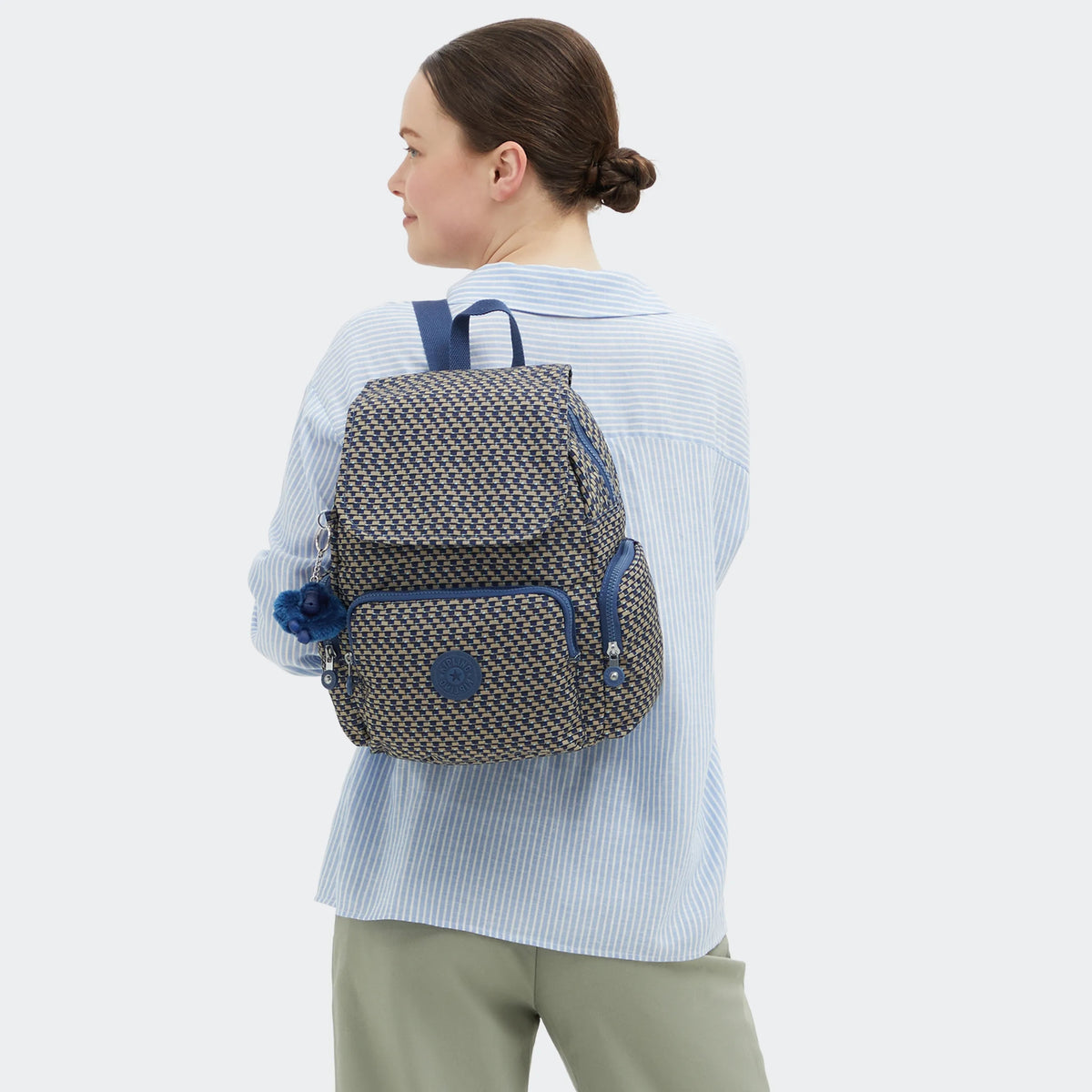 City Zip Small Printed Backpack Blue on Wire - 2