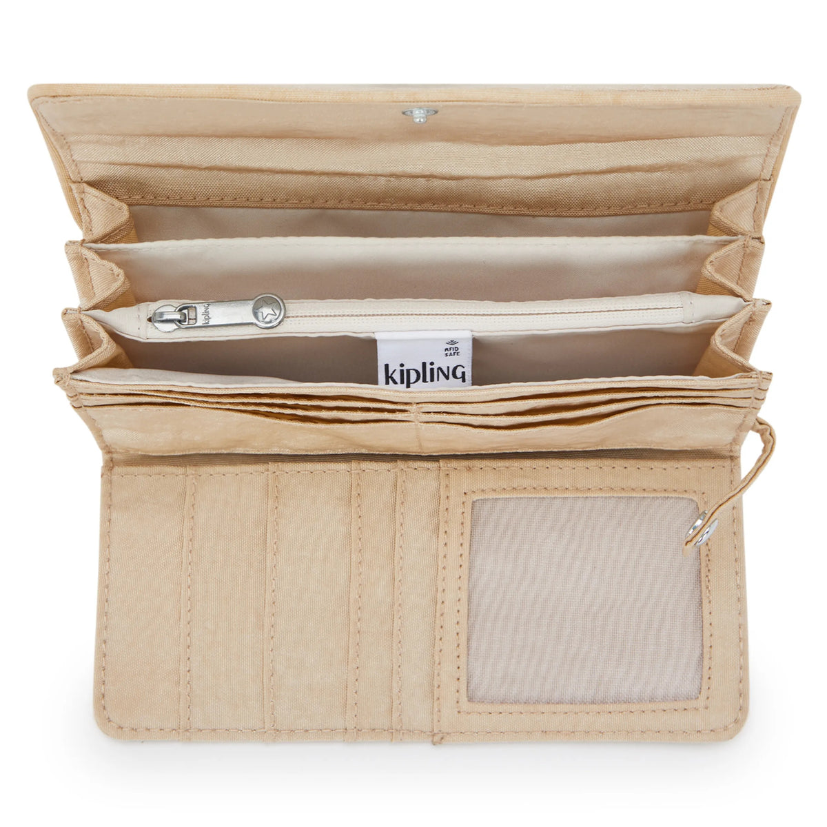 Money Land Metallic Snap Wallet Sparkled Beige - 3