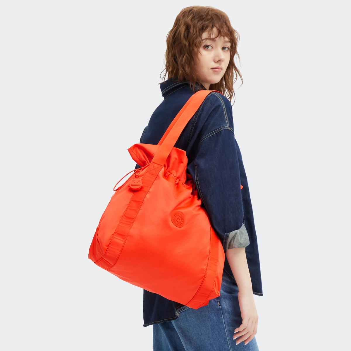 Elmar Smooth Satin Tote Bag Open Orange - 2
