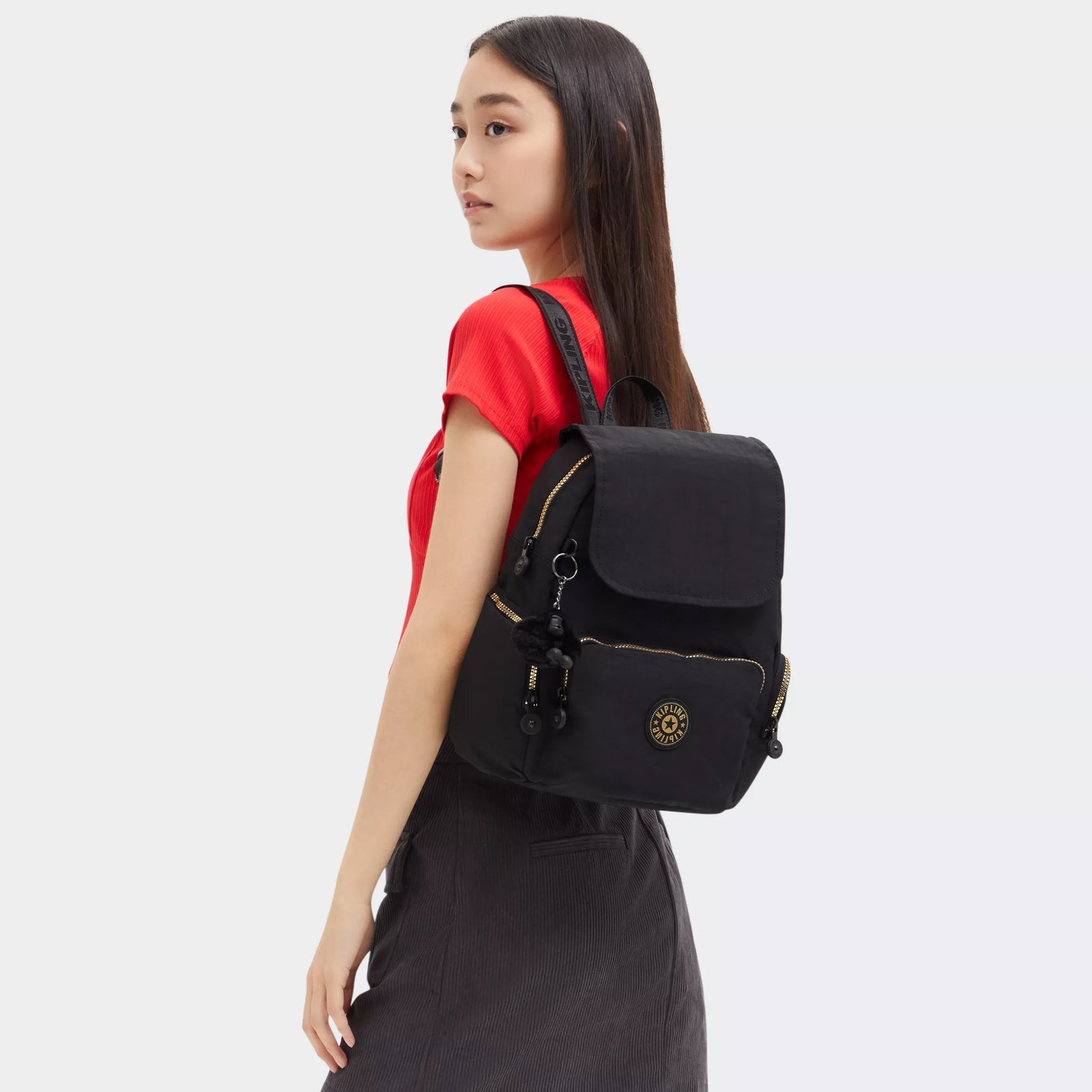 city backpack mini City Zip Small Backpack Glorious Khaki 56% Recycled Nylon, 44% Nylon