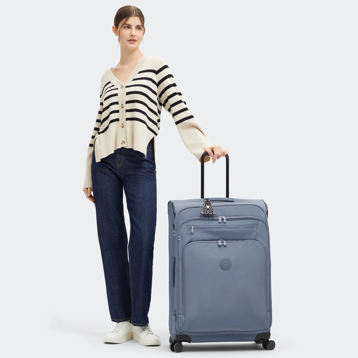 Youri Spin Large 4 Wheeled Rolling Luggage Blue Stone - 2