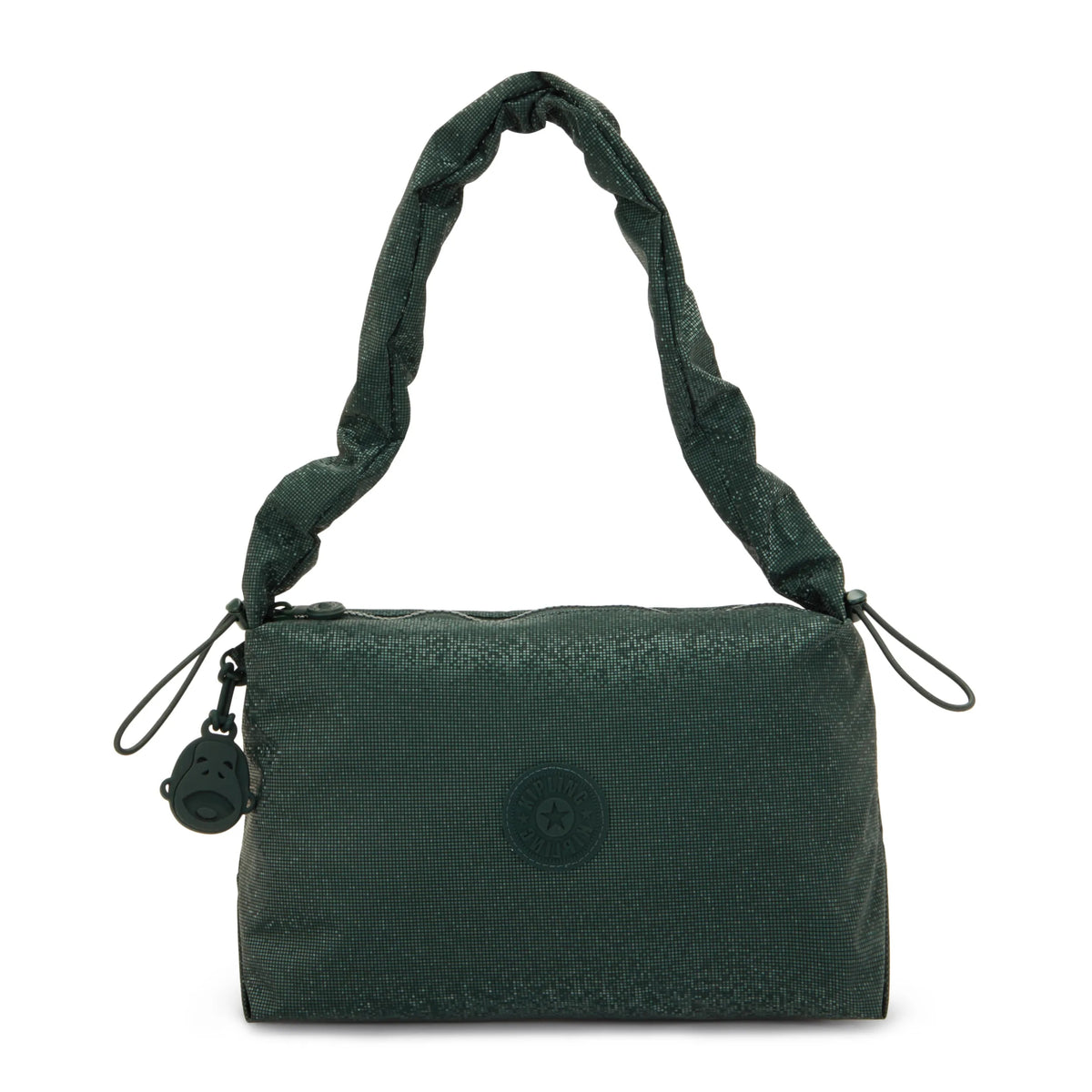 Eleni Medium Smooth Satin Shoulder Bag Shiny Pixel Green - 1
