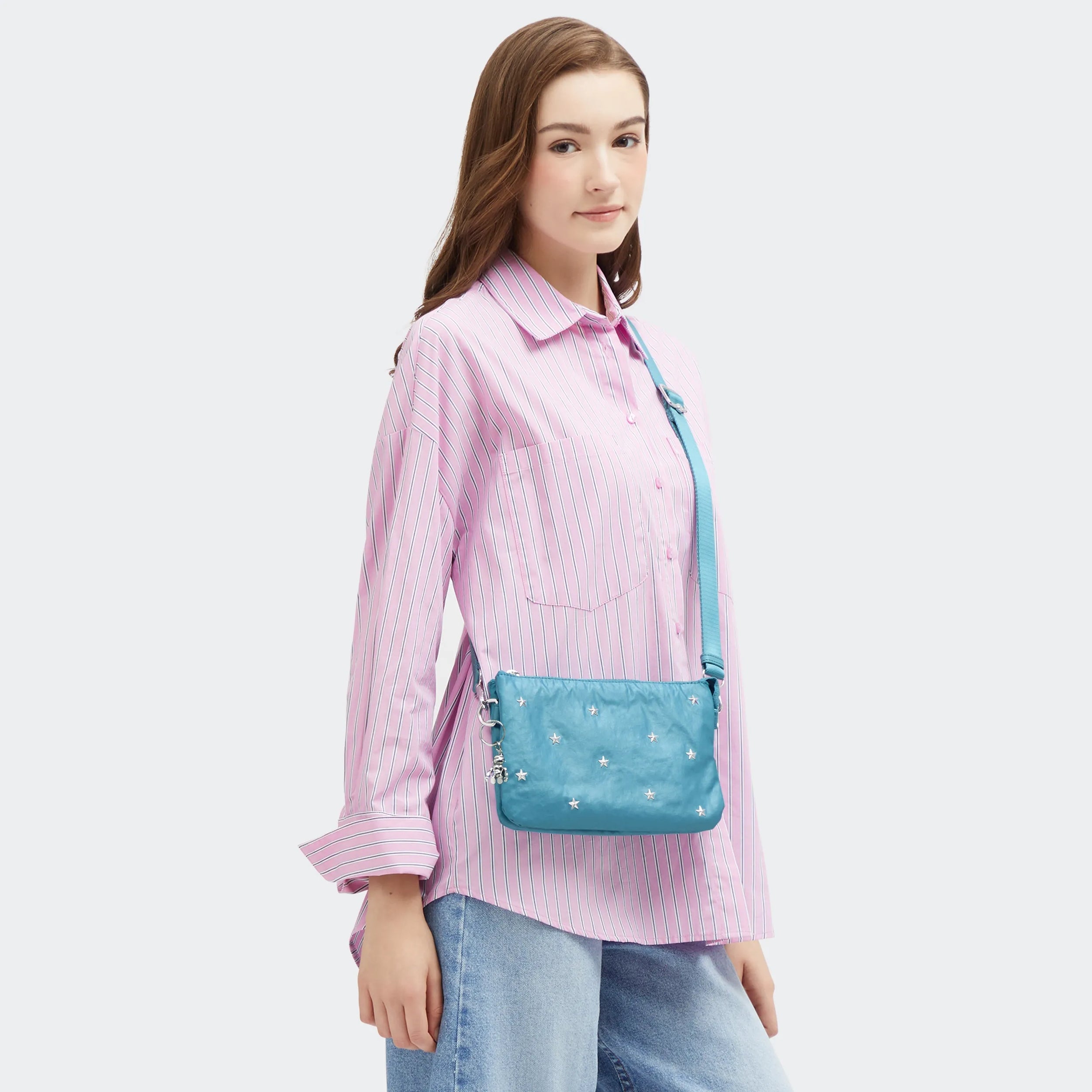 Riri Studded Metallic Crossbody Bag