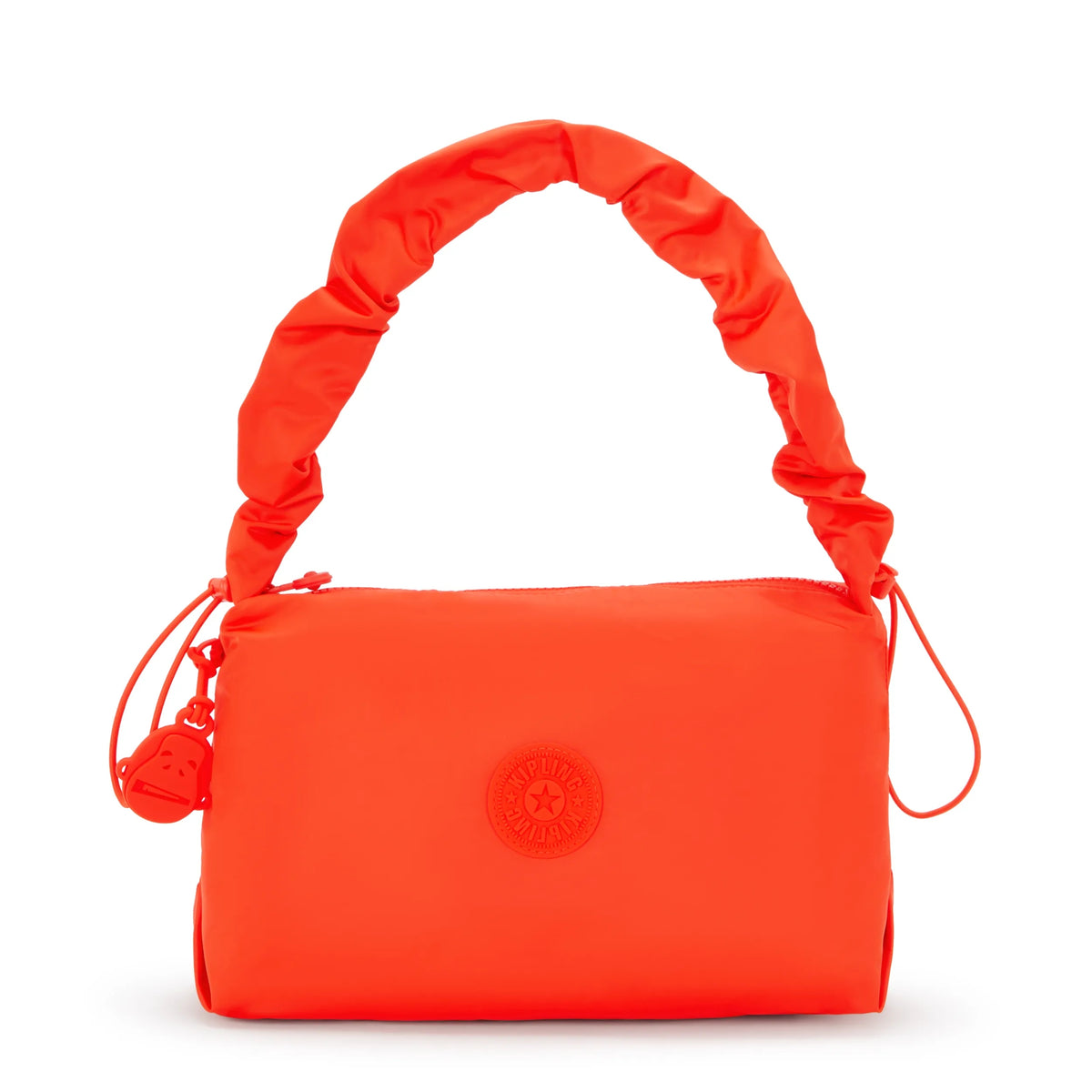 Eleni Medium Smooth Satin Shoulder Bag Open Orange Gloss - 1