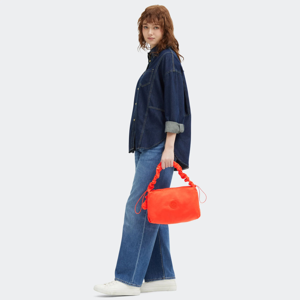 Eleni Medium Smooth Satin Shoulder Bag Open Orange - 2