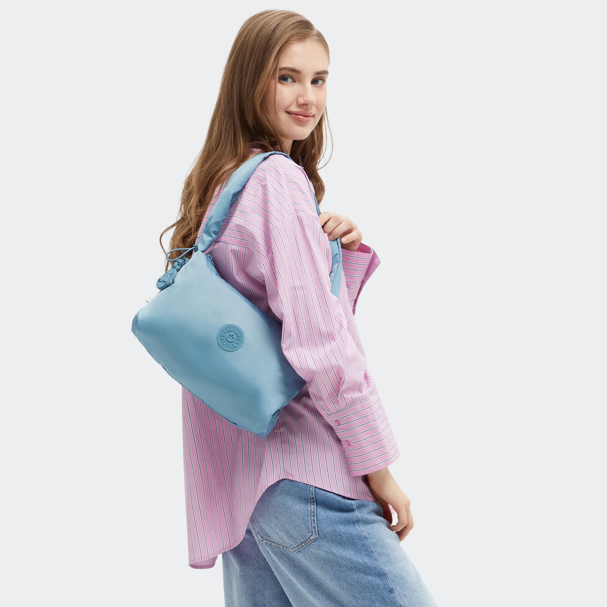 Eleni Medium Smooth Satin Shoulder Bag Sounds Blue - 2