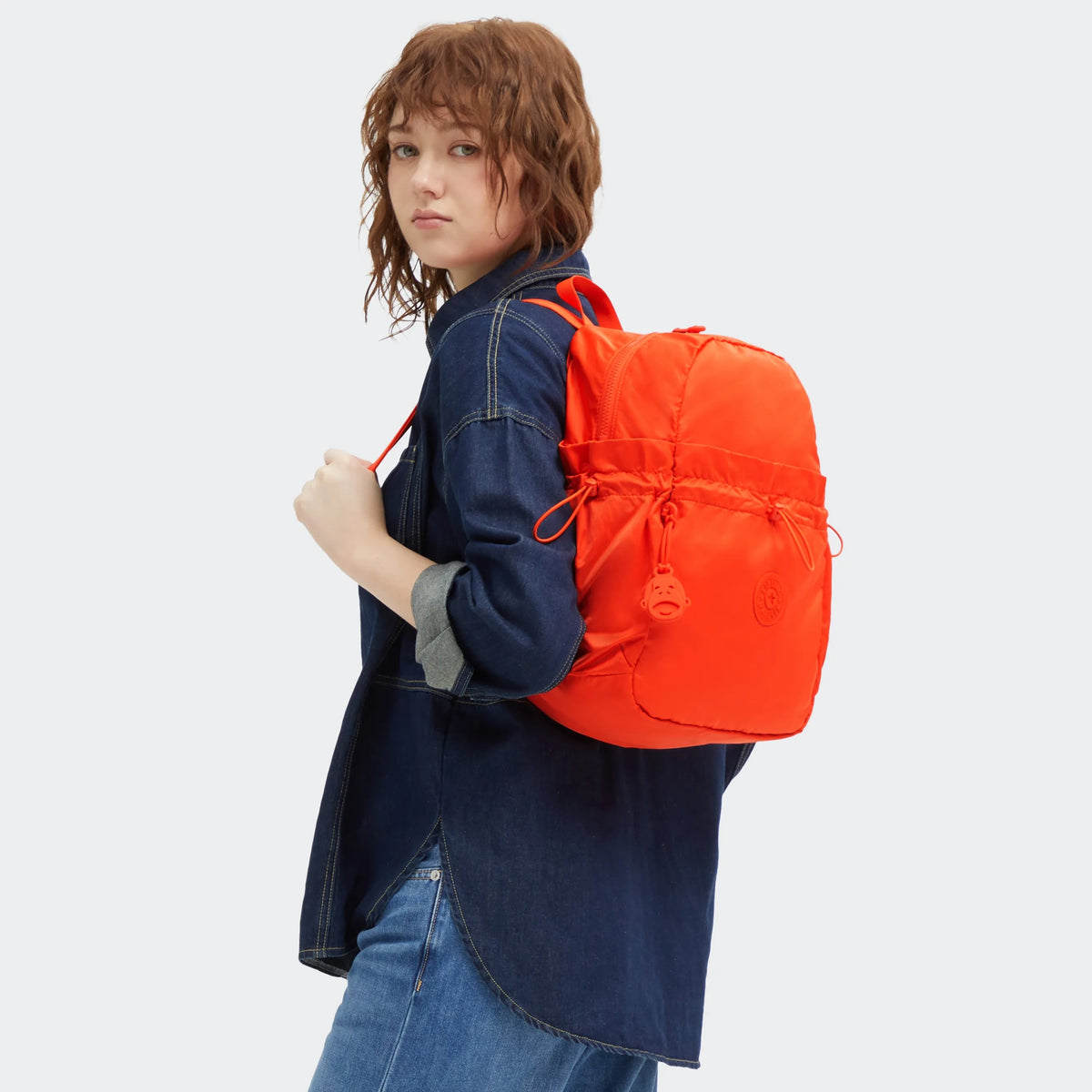 Amita Smooth Satin Backpack Open Orange - 2